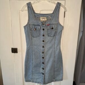 VTG Vintage Blue Women's Size 3/4 Denim Jean Mini Dress 80s 90s 100% Cotton USA